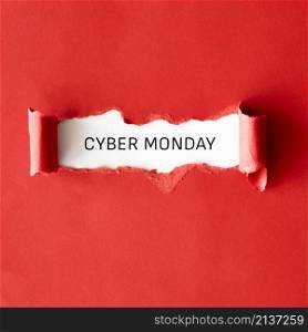 top view ripped paper cyber monday clearance
