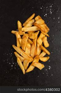 top view salted french fries