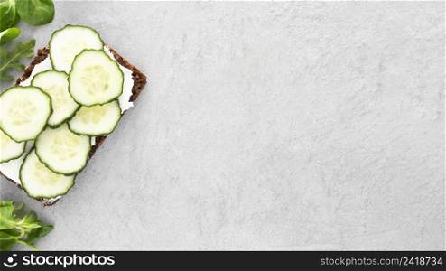 top view sandwiches with cucumbers with copy space