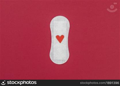 top view sanitary towel with heart. Resolution and high quality beautiful photo. top view sanitary towel with heart. High quality and resolution beautiful photo concept