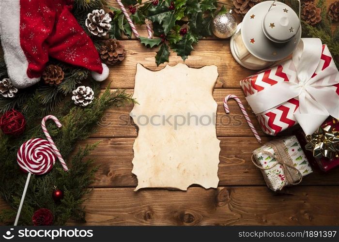 top view santa claus empty list. Resolution and high quality beautiful photo. top view santa claus empty list. High quality and resolution beautiful photo concept