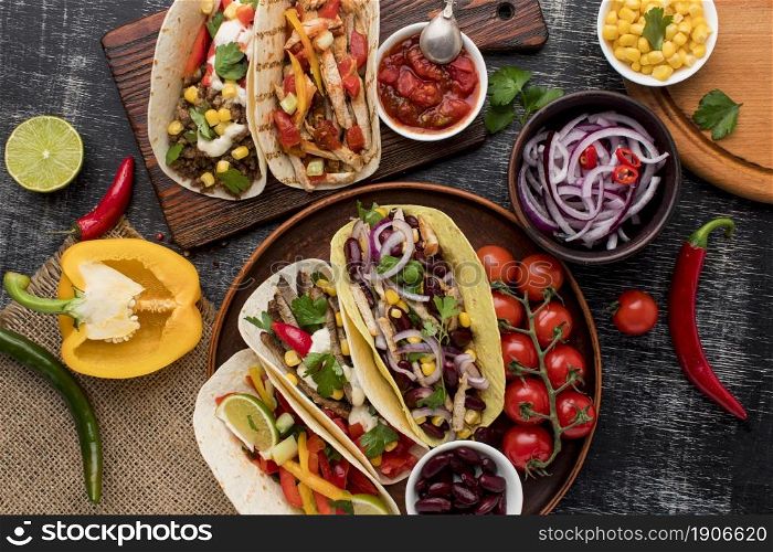 top view selection delicious mexican food. High resolution photo. top view selection delicious mexican food. High quality photo