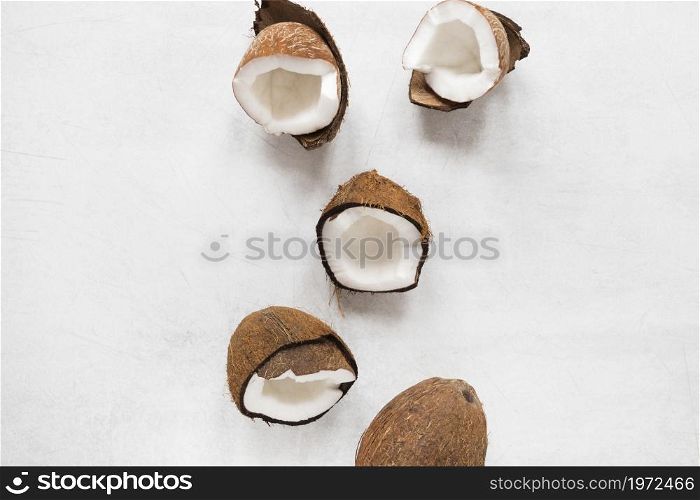 top view selection tasty coconuts. High resolution photo. top view selection tasty coconuts. High quality photo