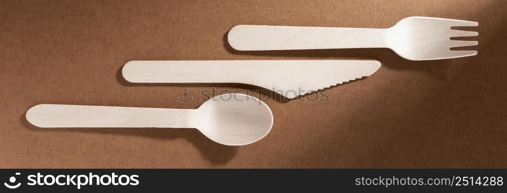 top view set bio cardboard cutlery