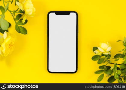 top view smartphone template workspace. Resolution and high quality beautiful photo. top view smartphone template workspace. High quality and resolution beautiful photo concept