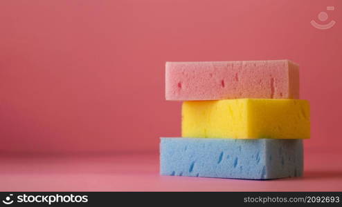 top view sponges plain background with copy space