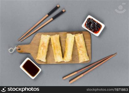 top view spring rolls. High resolution photo. top view spring rolls. High quality photo