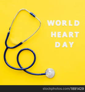 top view stethoscope heart day. Resolution and high quality beautiful photo. top view stethoscope heart day. High quality and resolution beautiful photo concept