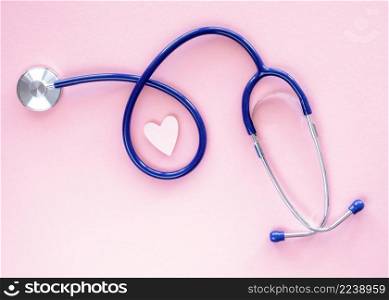 top view stethoscope with paper heart