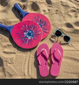 top view summer beach accessories