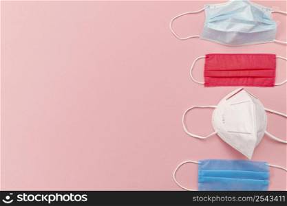 top view surgical masks with copy space