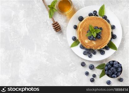 top view sweet pancakes composition with copy space. Resolution and high quality beautiful photo. top view sweet pancakes composition with copy space. High quality beautiful photo concept