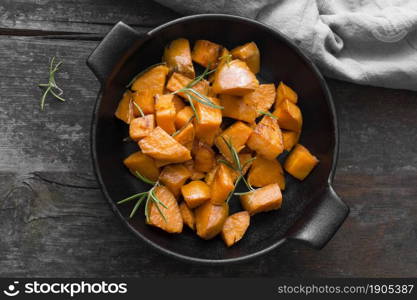 top view sweet potato meal. Beautiful photo. top view sweet potato meal