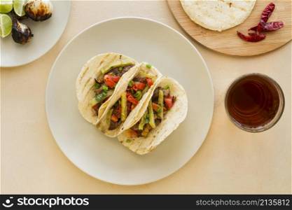top view tacos arrangement plate