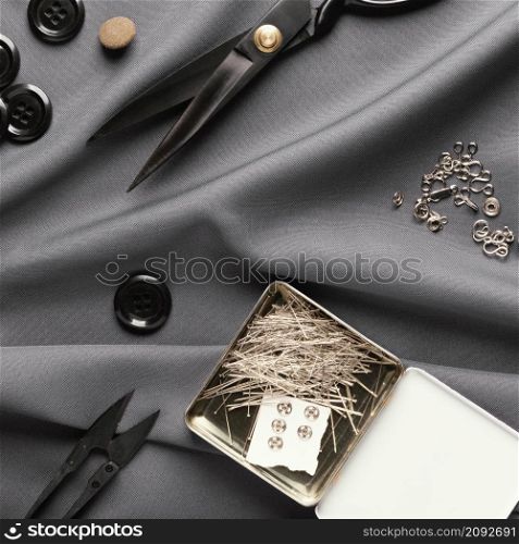 top view tailor items silk