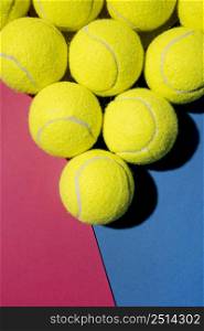 top view tennis balls triangle shape