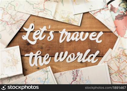 top view travel concept with world maps. Resolution and high quality beautiful photo. top view travel concept with world maps. High quality and resolution beautiful photo concept