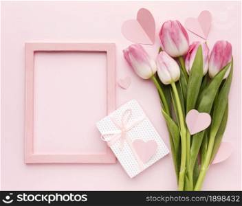 top view tulips gift. Resolution and high quality beautiful photo. top view tulips gift. High quality beautiful photo concept