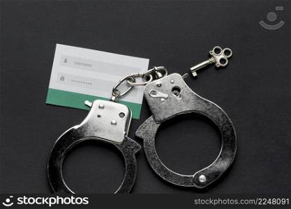 top view username password information with handcuffs