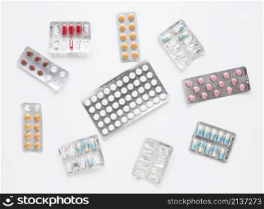 top view variety tablets painkillers