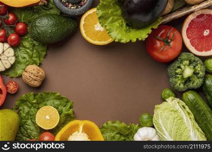 top view vegetables with copy space