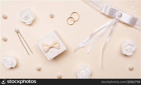 top view wedding accessories table