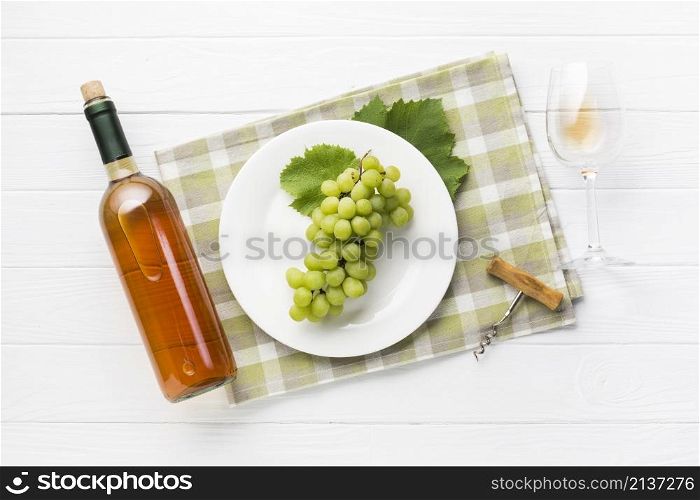 top view white grapes wine