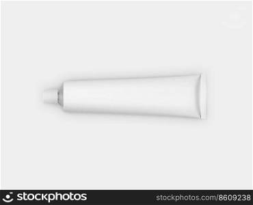 Top view, white tube with on a white background