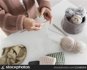 top view woman knitting 3. top view woman knitting 2