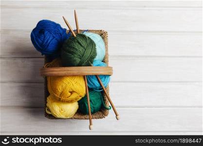 top view wool balls basket. Resolution and high quality beautiful photo. top view wool balls basket. High quality beautiful photo concept