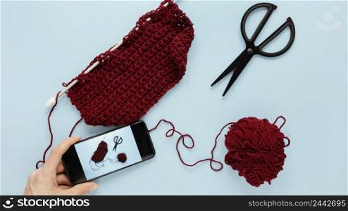 top view wool knitting needles 3