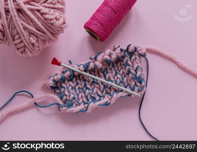 top view wool knitting needles 5