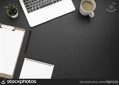 top view workspace with copy space laptop. Resolution and high quality beautiful photo. top view workspace with copy space laptop. High quality and resolution beautiful photo concept