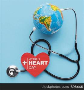 top view world heart day concept with globe. Resolution and high quality beautiful photo. top view world heart day concept with globe. High quality beautiful photo concept