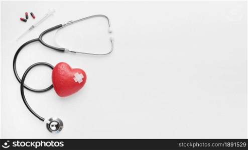 top view world heart day concept with stethoscope. Resolution and high quality beautiful photo. top view world heart day concept with stethoscope. High quality and resolution beautiful photo concept