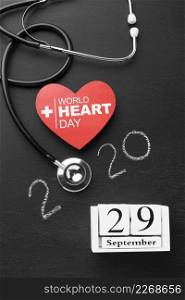 top view world heart day with stethoscope