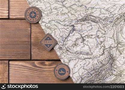 top view world tourism day logos with world map