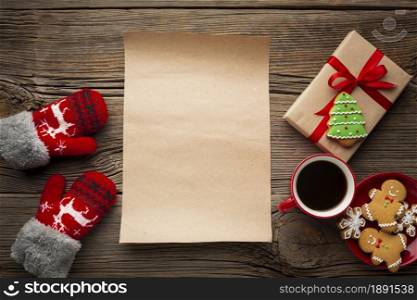 top view xmas note with mock up table. Resolution and high quality beautiful photo. top view xmas note with mock up table. High quality and resolution beautiful photo concept