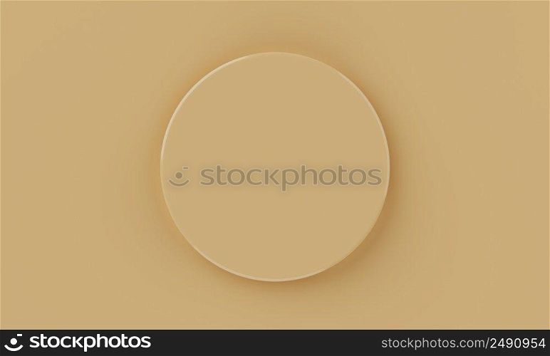 Top view yellow brown minimal circular product podium background. Abstract and object concept. 3D illustration rendering