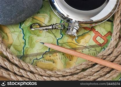 topographic maps and flask whiskey