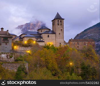 Torla Church in Pyrenees Ordesa Valley door Aragon Huesca Spain