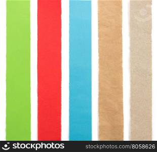 torn paper strips isolated on white background