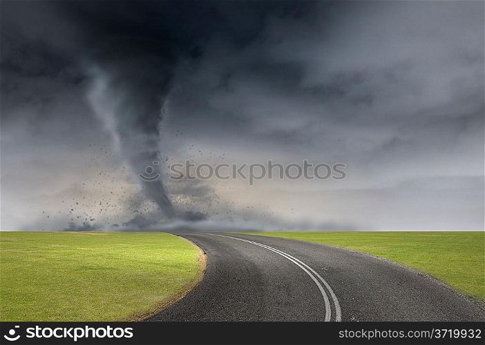 Tornado in road