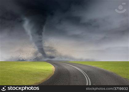 Tornado in road