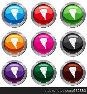 Tornado set icon isolated on white. 9 icon collection vector illustration. Tornado set 9 collection