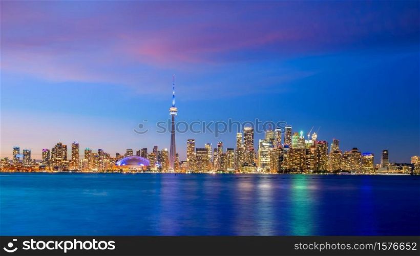 Toronto city Skyline at sunset in Ontario, Canada