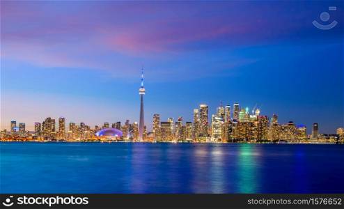 Toronto city Skyline at sunset in Ontario, Canada