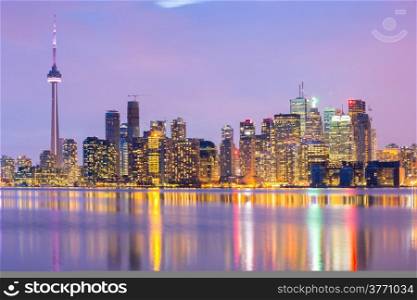 Toronto Skyline at dusk, Ontario, Canada