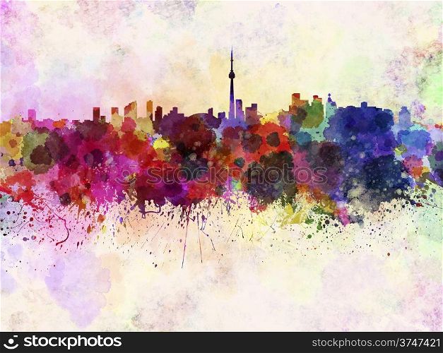 Toronto skyline in watercolor background