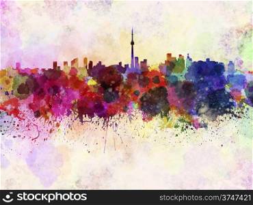 Toronto skyline in watercolor background